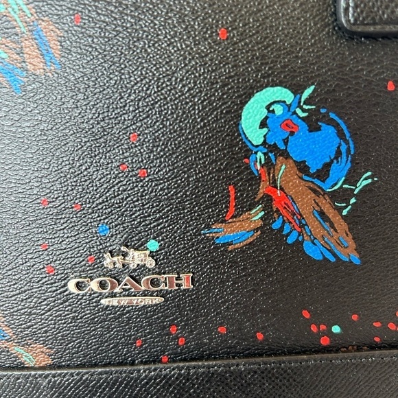 Coach NWT Sierra Satchel Signature Print With Bird Design Double Zip Closure - Picture 5 of 11